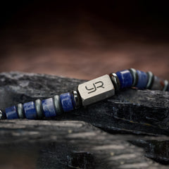 Blue Vein Stone & Hematite Bracelet(4mm)