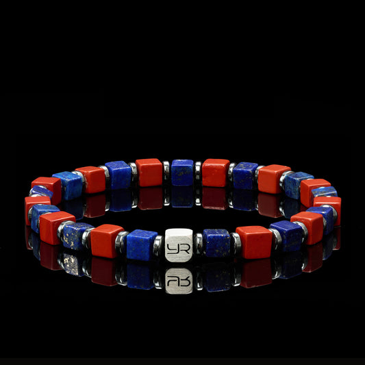 Red Stone & Lapis Lazuli Bracelet(4mm)