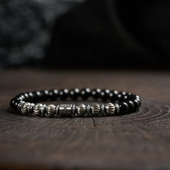 Black Obsidian & 316 Stainless Steel Bracelet(6mm)