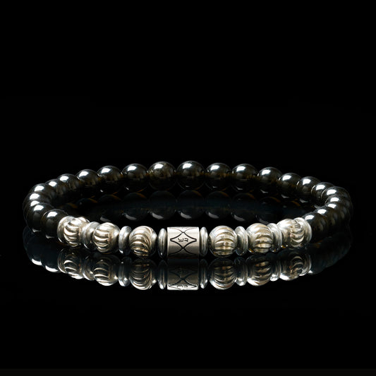 Black Obsidian & 316 Stainless Steel Bracelet(6mm)