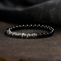 Black Obsidian & 316 Stainless Steel Bracelet(6mm)