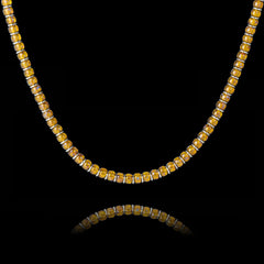 Yellow Czech Bead & Hematite Necklace(6mm)