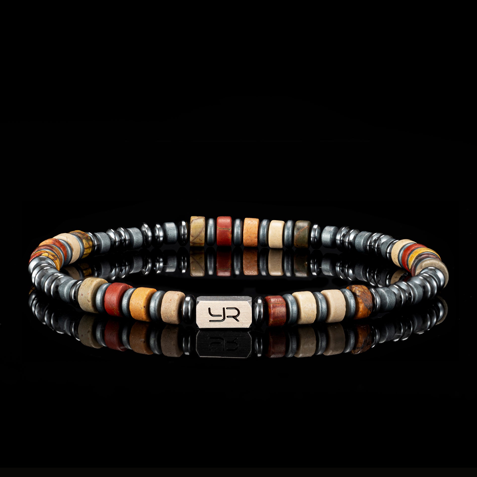 Multicolor Picasso Stone and Hematite Bracelet（4mm）