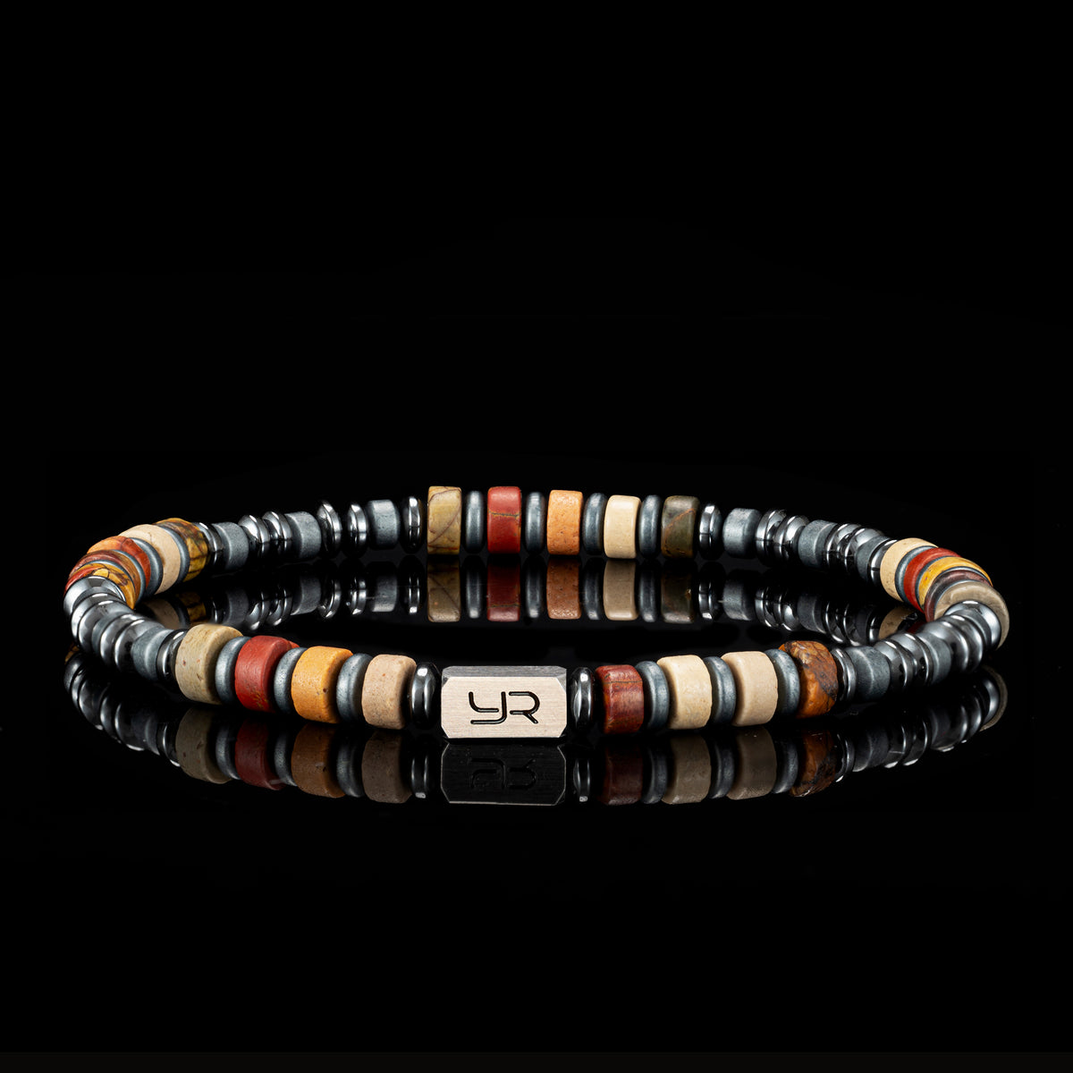 Multicolor Picasso Stone and Hematite Bracelet（4mm）