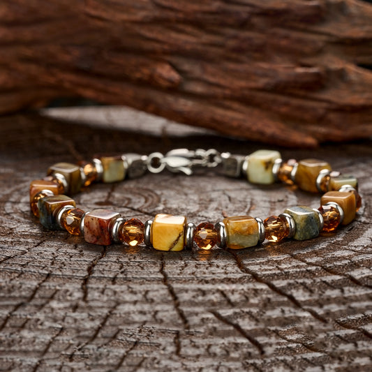 Cube Xiuyan Jade Bracelet（7mm）