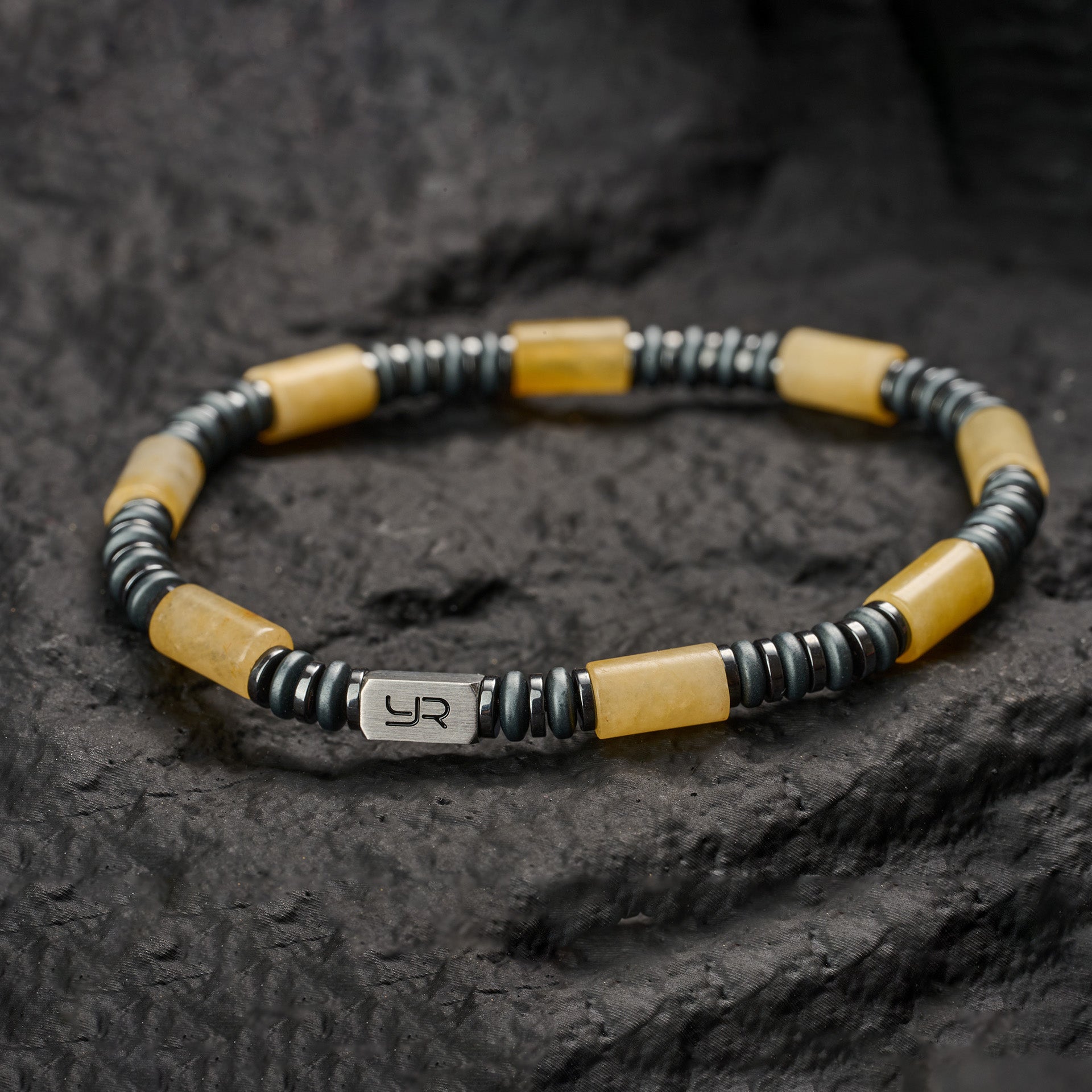 Yellow Jade & Hematite Bracelet（6mm）