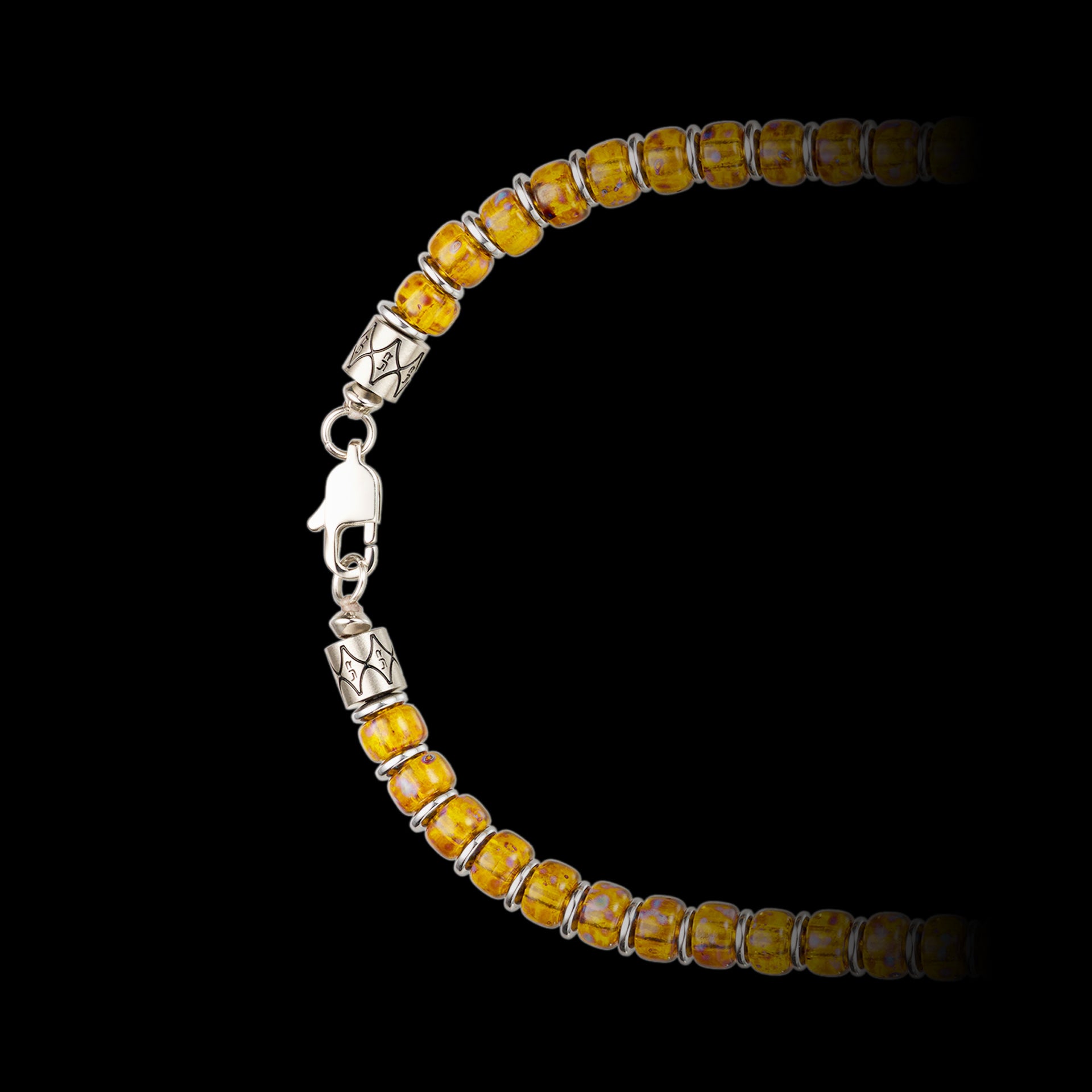 Yellow Czech Bead & Hematite Necklace（6mm）