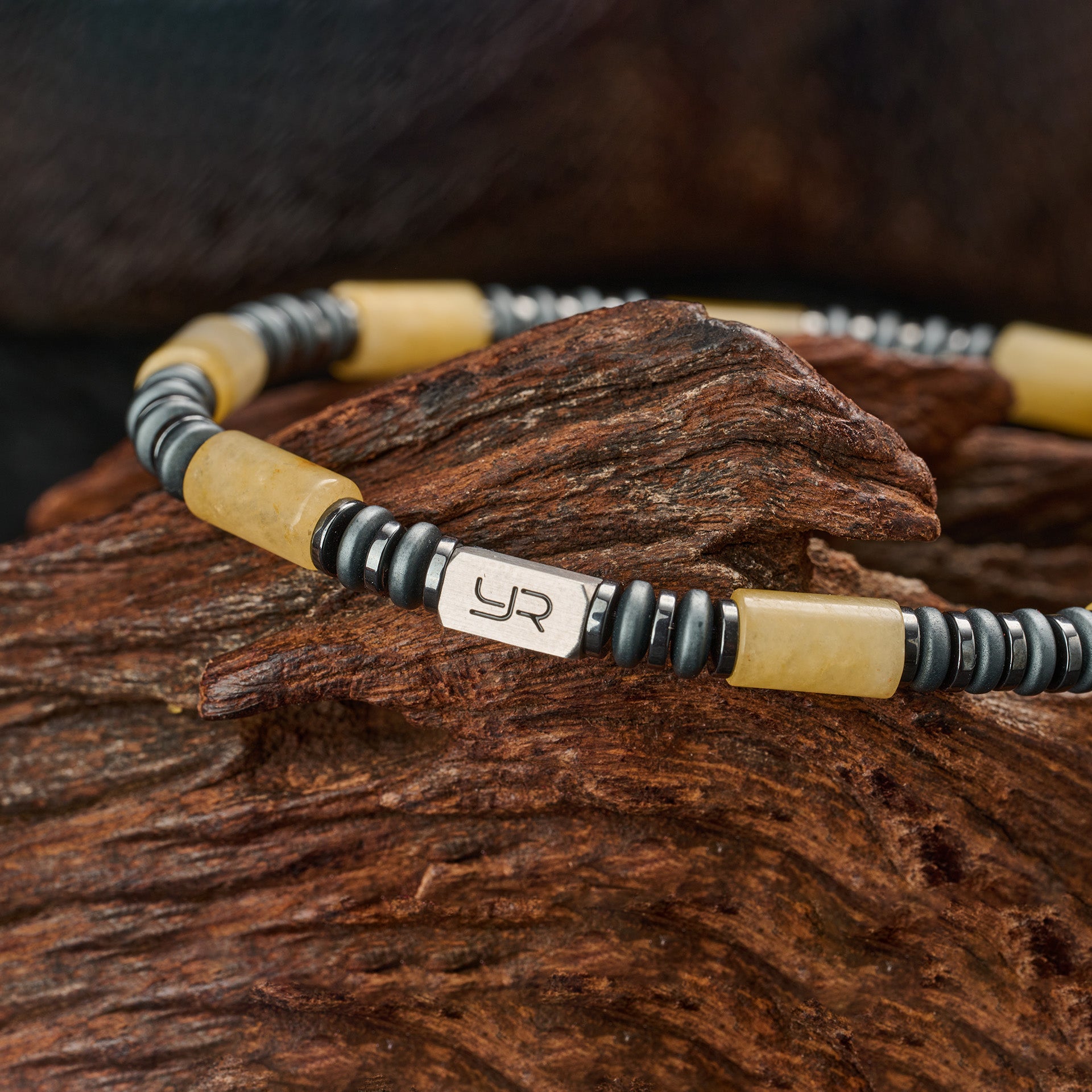 Yellow Jade & Hematite Bracelet（6mm）