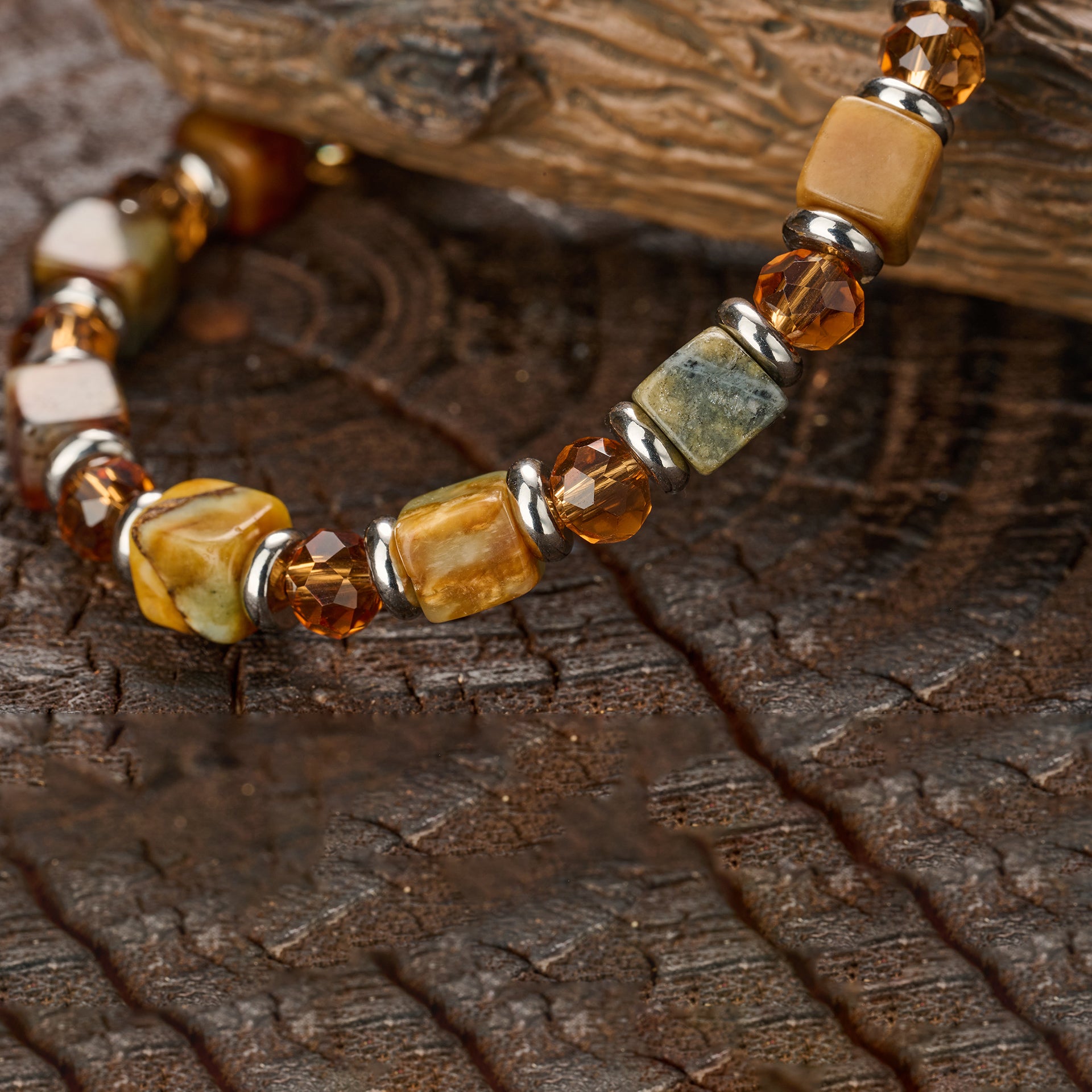 Cube Xiuyan Jade Bracelet（7mm）