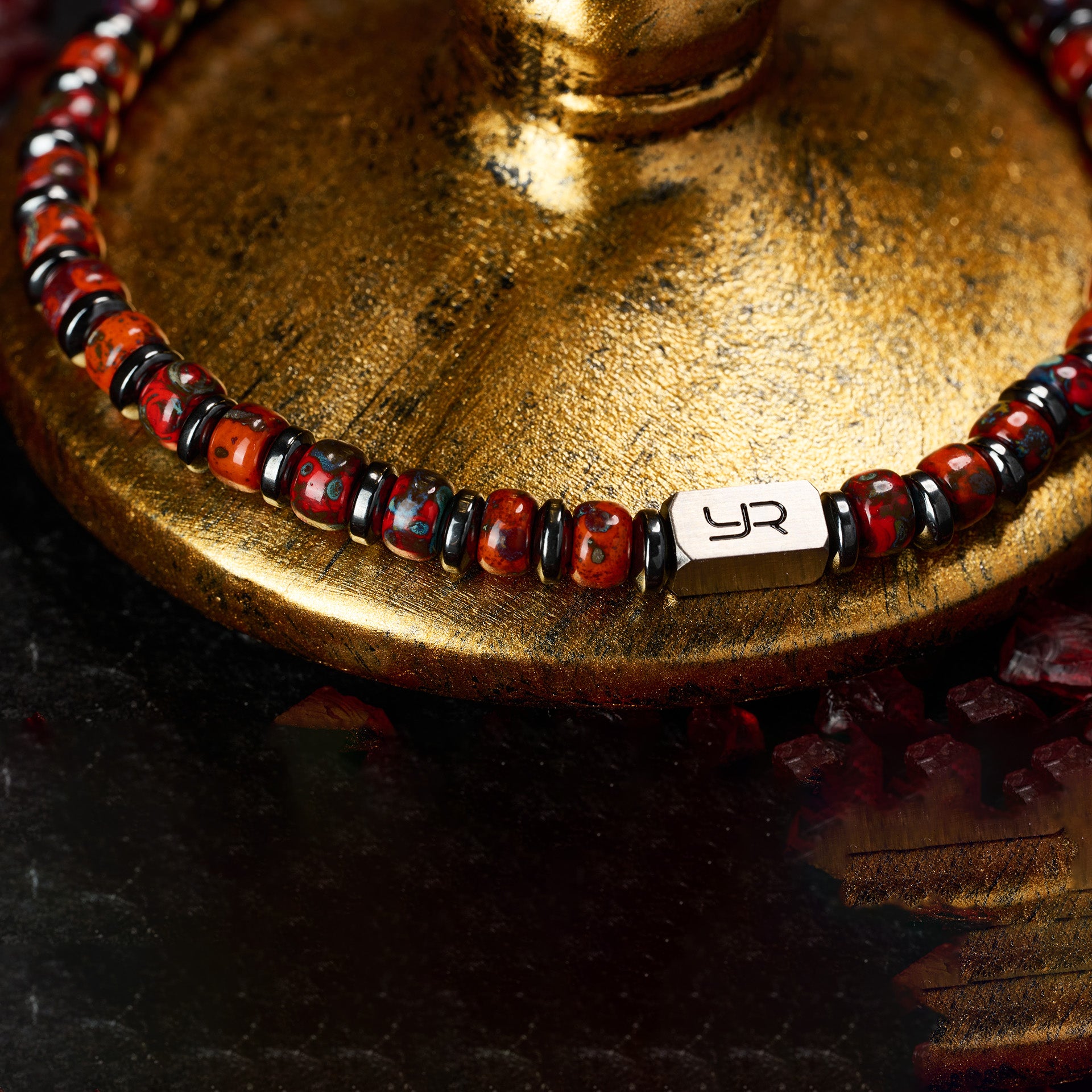 Red Miyuki Bead & Hematite Bracelet（4mm）
