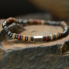 Multicolor Picasso Stone and Hematite Bracelet（4mm）