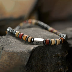 Multicolor Picasso Stone and Hematite Bracelet（4mm）