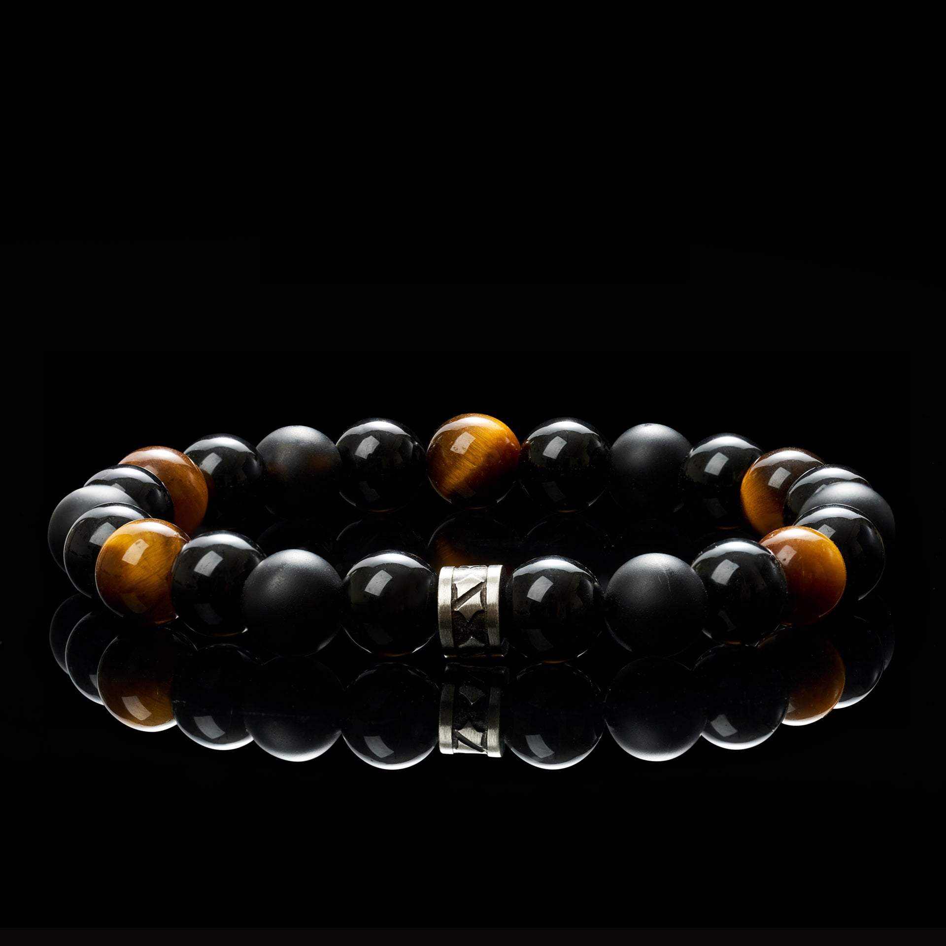 Tiger Eye & Obsidian Bracelet（8mm）