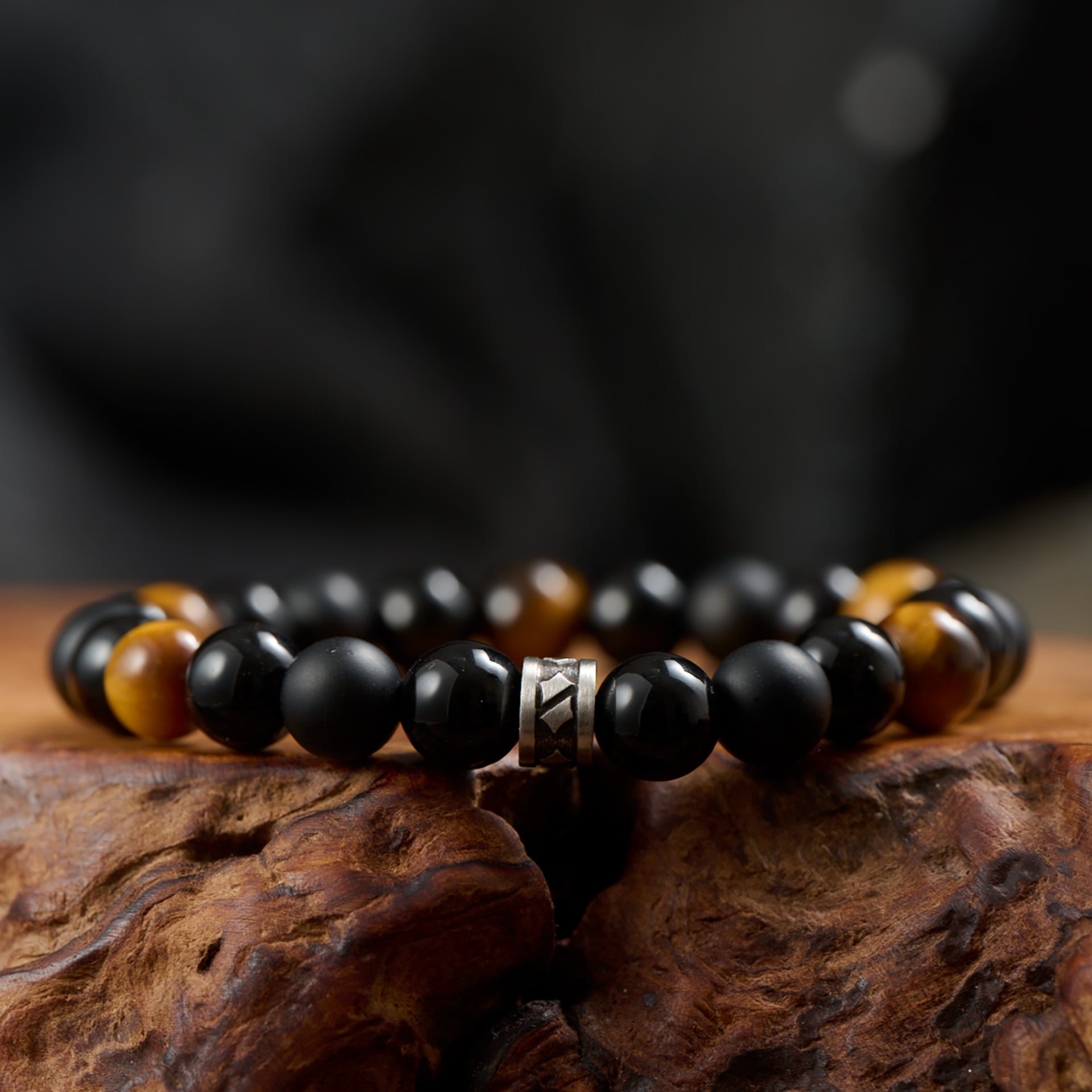 Tiger Eye & Obsidian Bracelet（8mm）