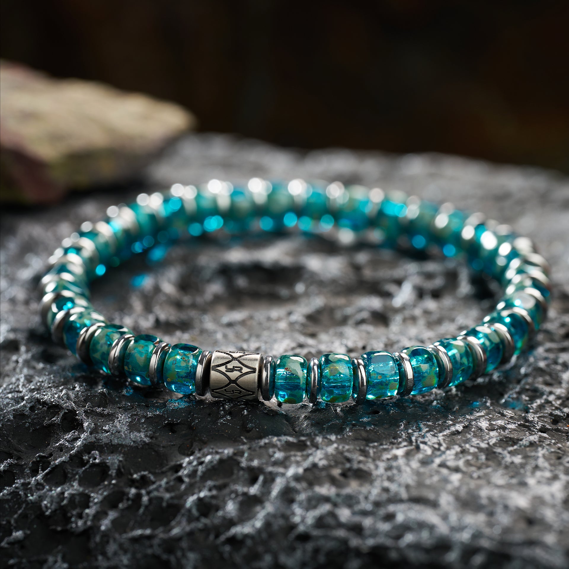Blue & Hematite Bracelet（6mm）