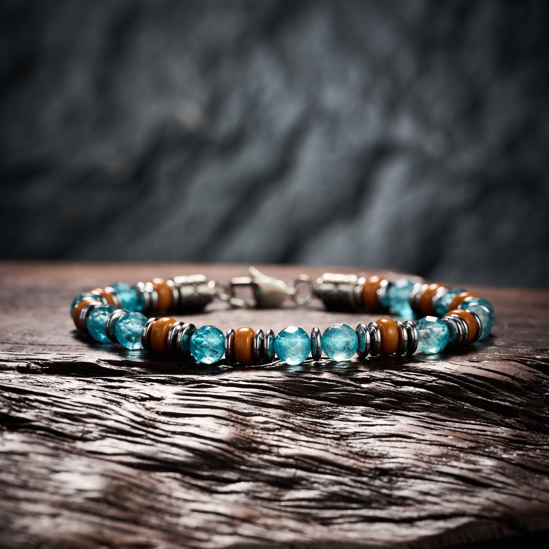 Topaz & Olive Pit Slice Bracelet（6mm）