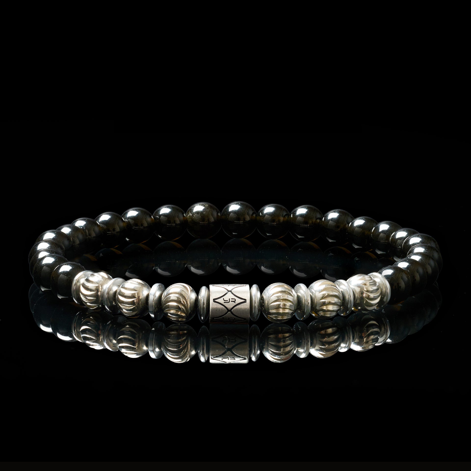 Black Obsidian & 316 Stainless Steel Bracelet（6mm）