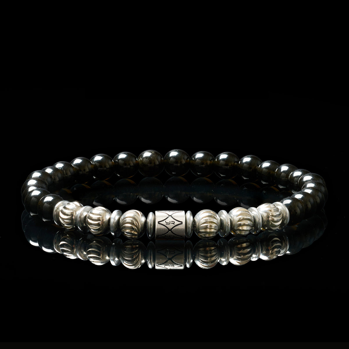 Black Obsidian & 316 Stainless Steel Bracelet（6mm）