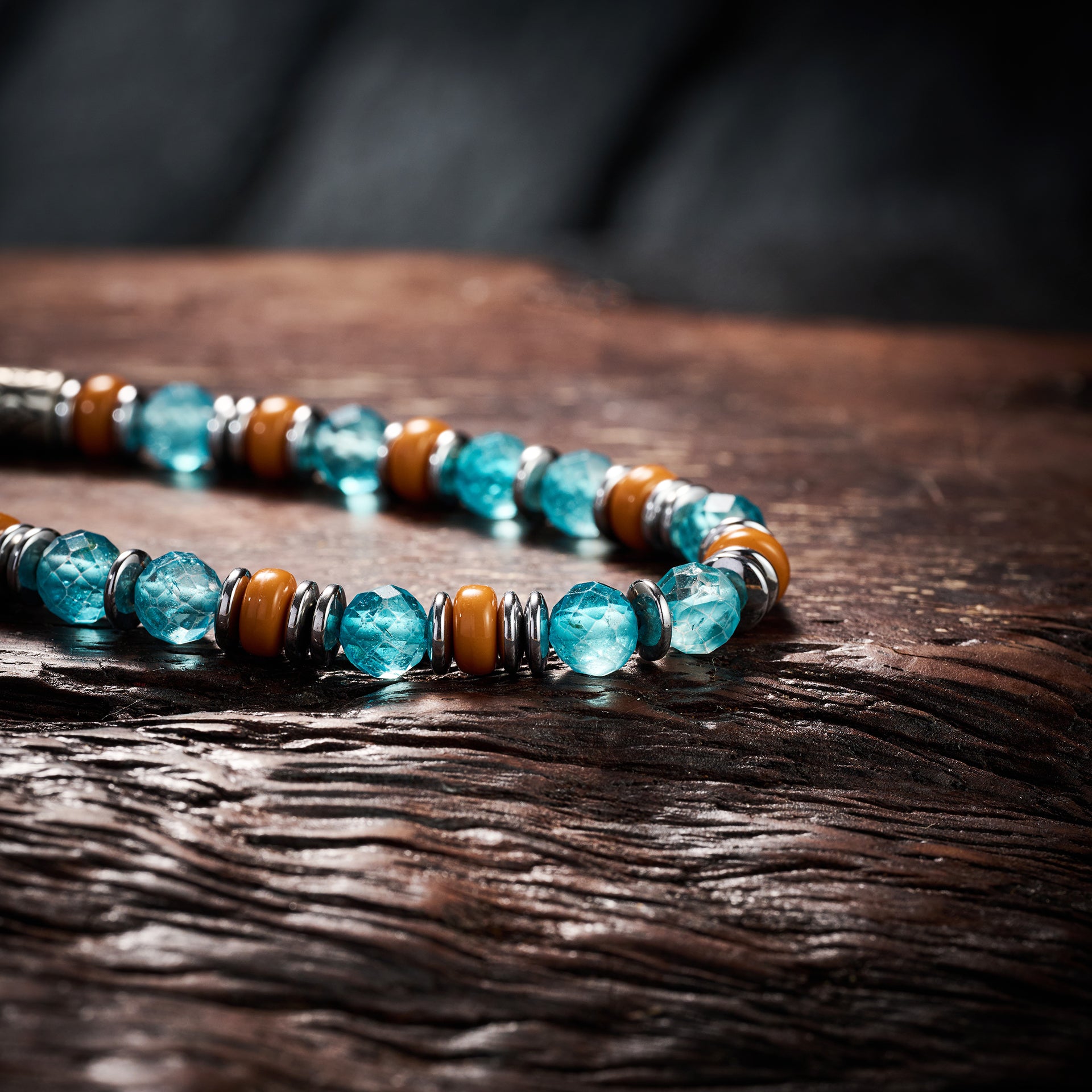 Topaz & Olive Pit Slice Bracelet（6mm）
