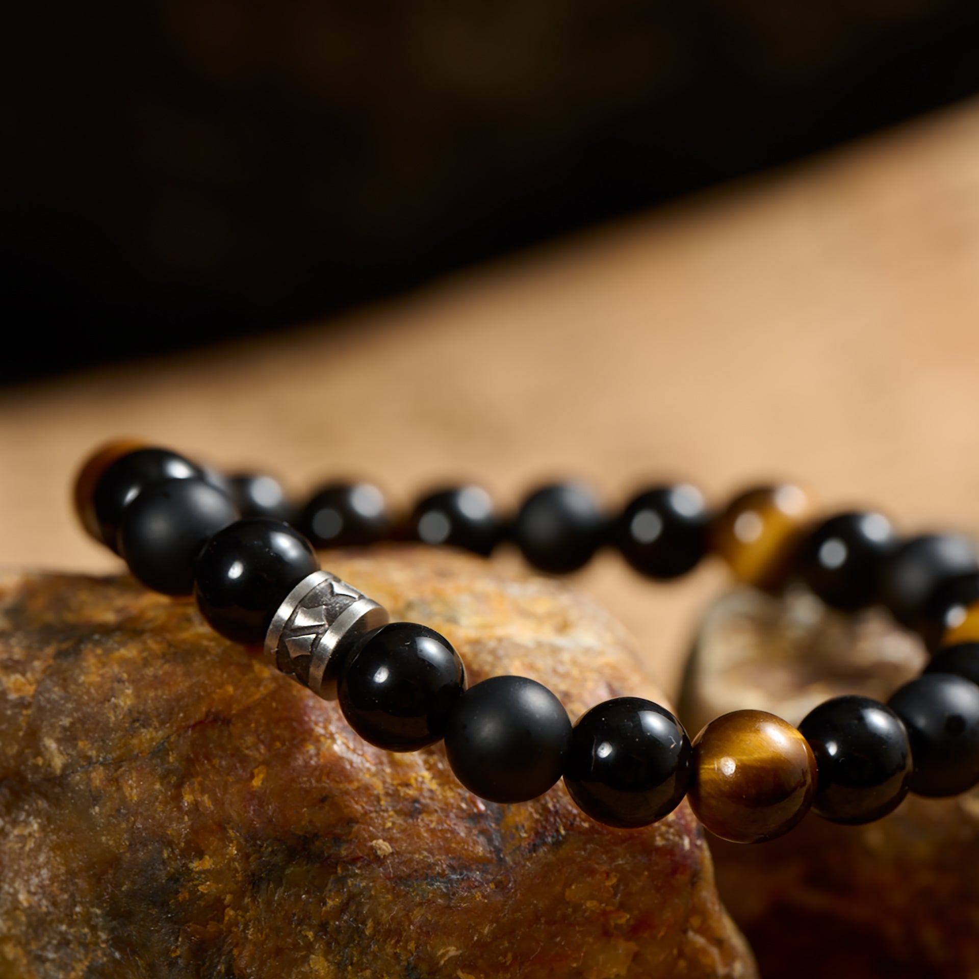 Tiger Eye & Obsidian Bracelet（8mm）