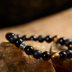 Tiger Eye & Obsidian Bracelet（8mm）