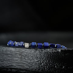 Square-Cut Lapis Lazuli Bracelet（4mm）