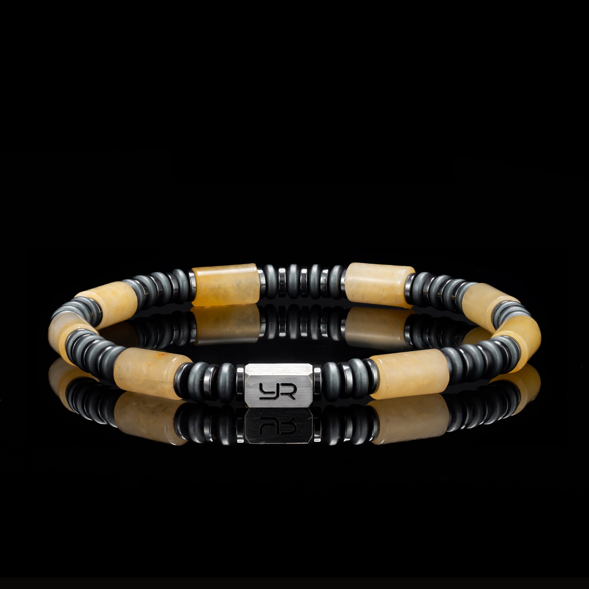 Yellow Jade & Hematite Bracelet（6mm）