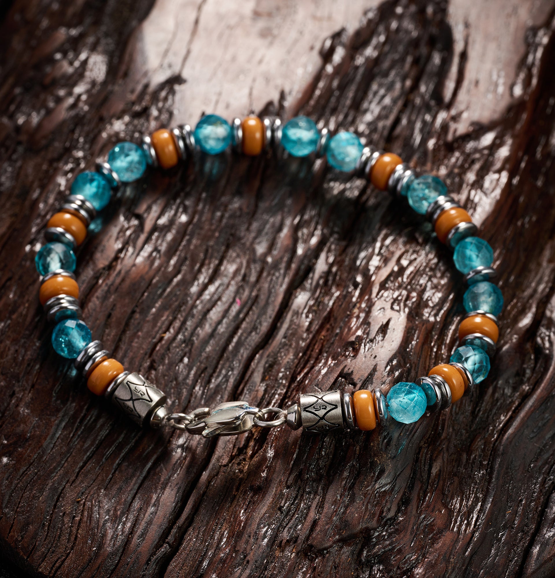Topaz & Olive Pit Slice Bracelet（6mm）