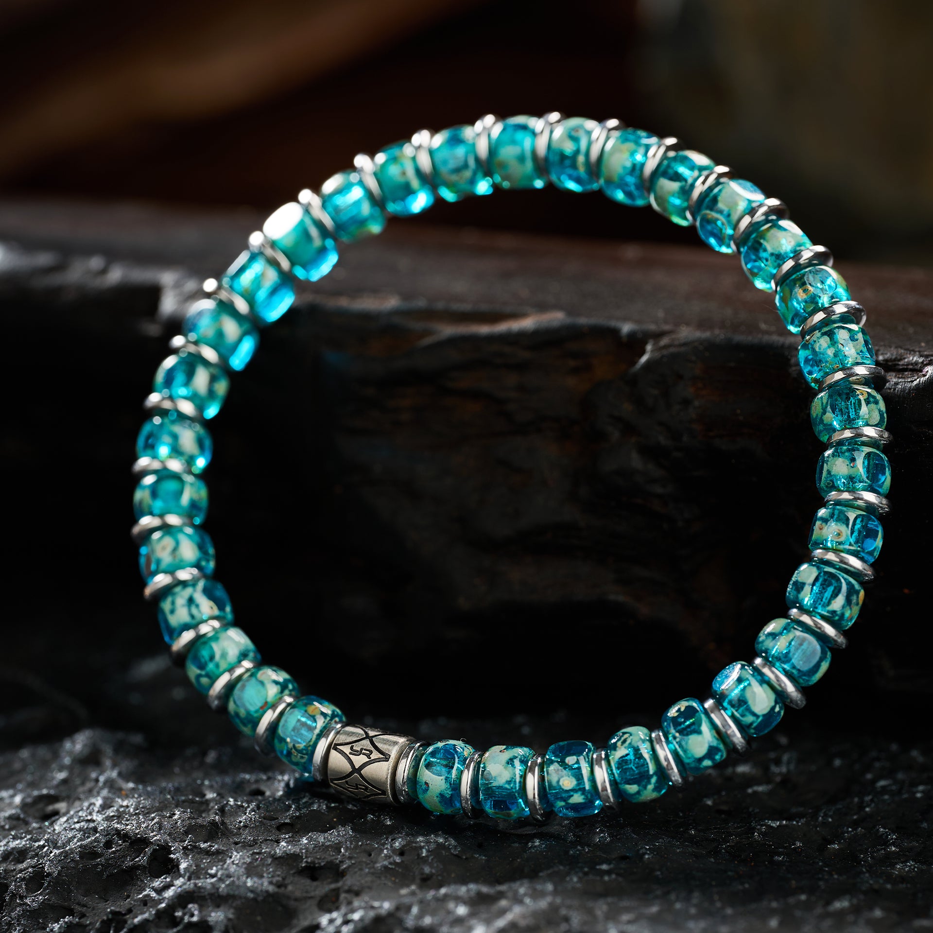 Blue & Hematite Bracelet（6mm）