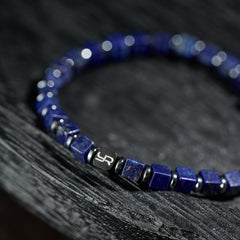 Square-Cut Lapis Lazuli Bracelet（4mm）