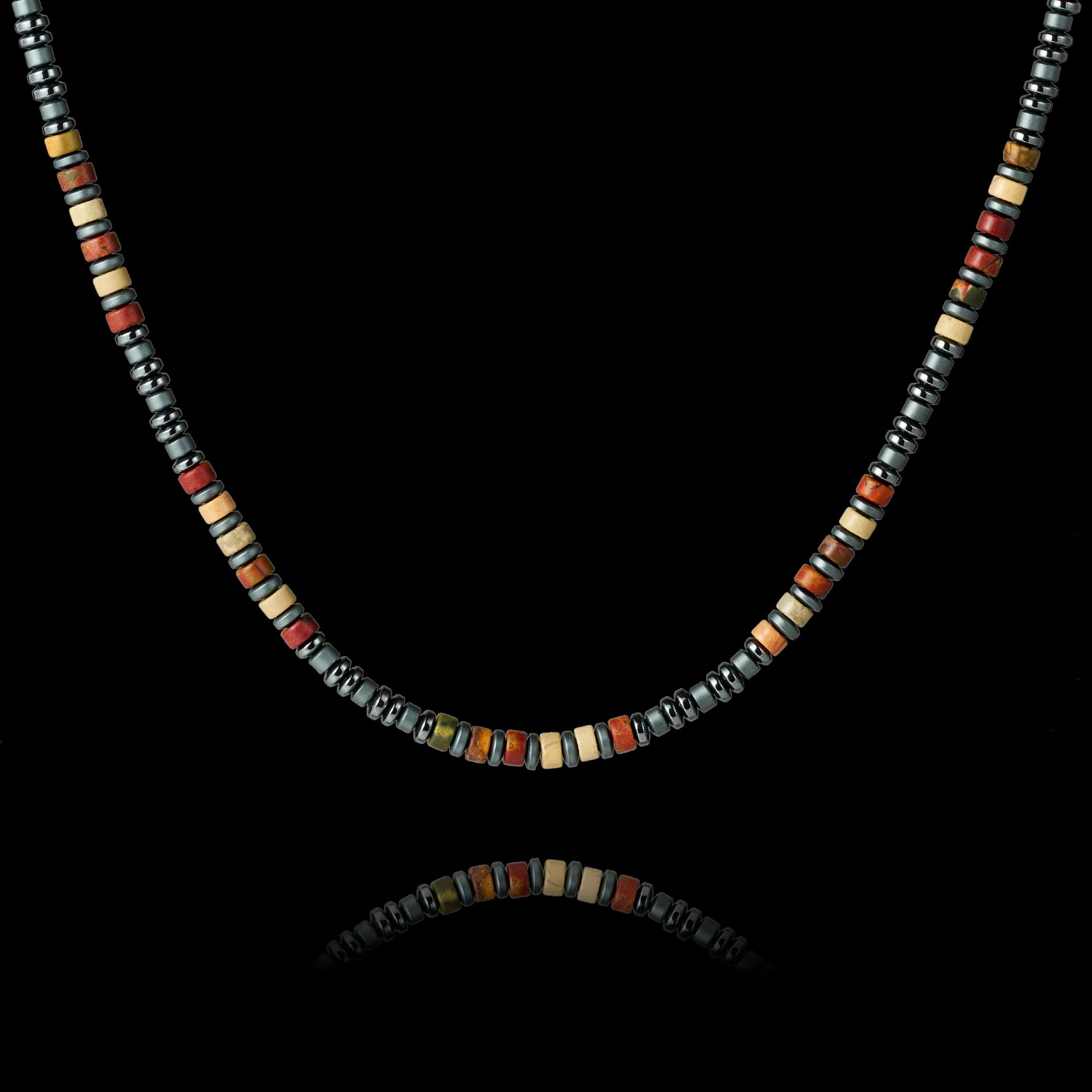 Multicolor Picasso Stone and Hematite Necklace（4mm）