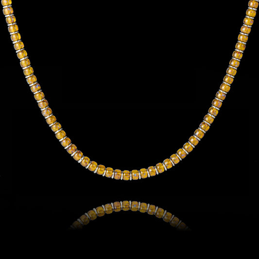 Yellow Czech Bead & Hematite Necklace（6mm）