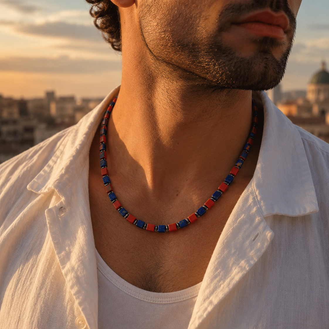 Lapis Lazuli and Red Stone Necklace