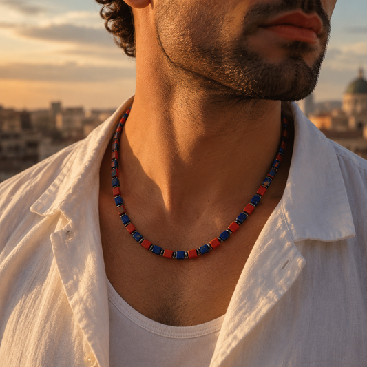 Lapis Lazuli and Red Stone Necklace
