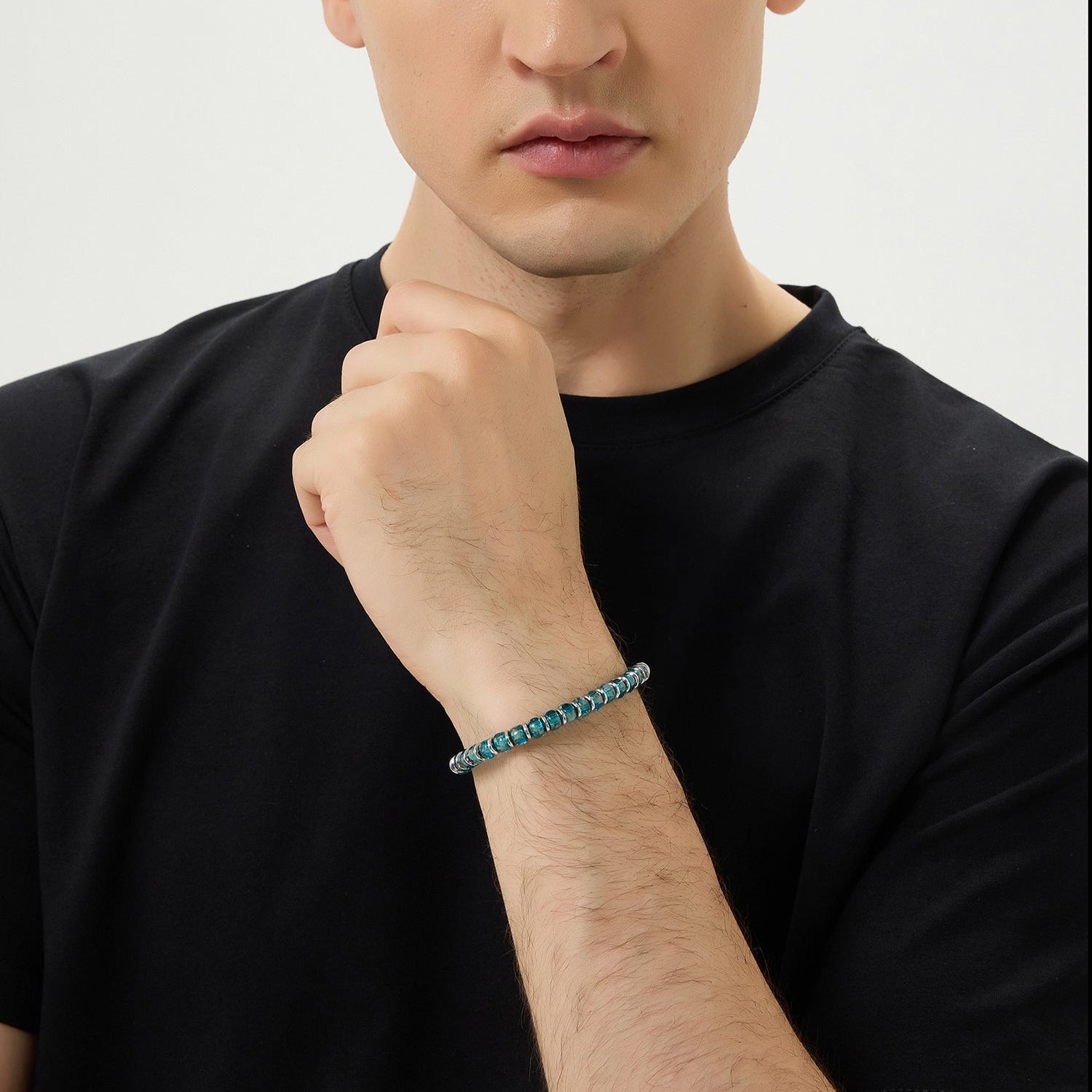 Blue & Hematite Bracelet（6mm）