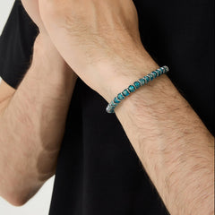 Blue & Hematite Bracelet（6mm）